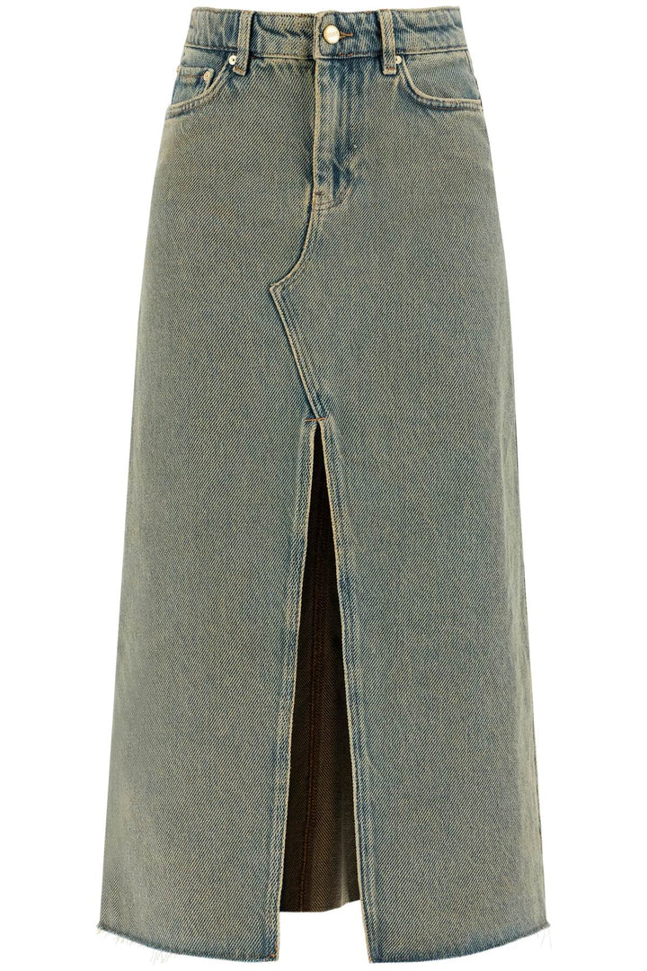 long overdyed denim maxi skirt-0