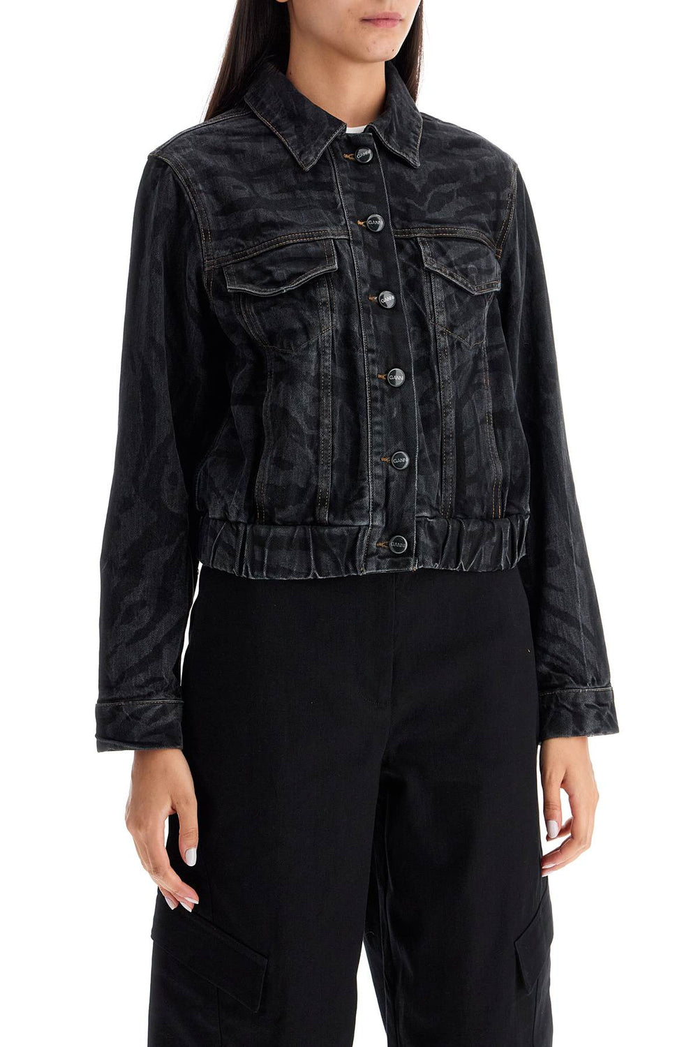 cut

short denim jacket with laser-cut-1