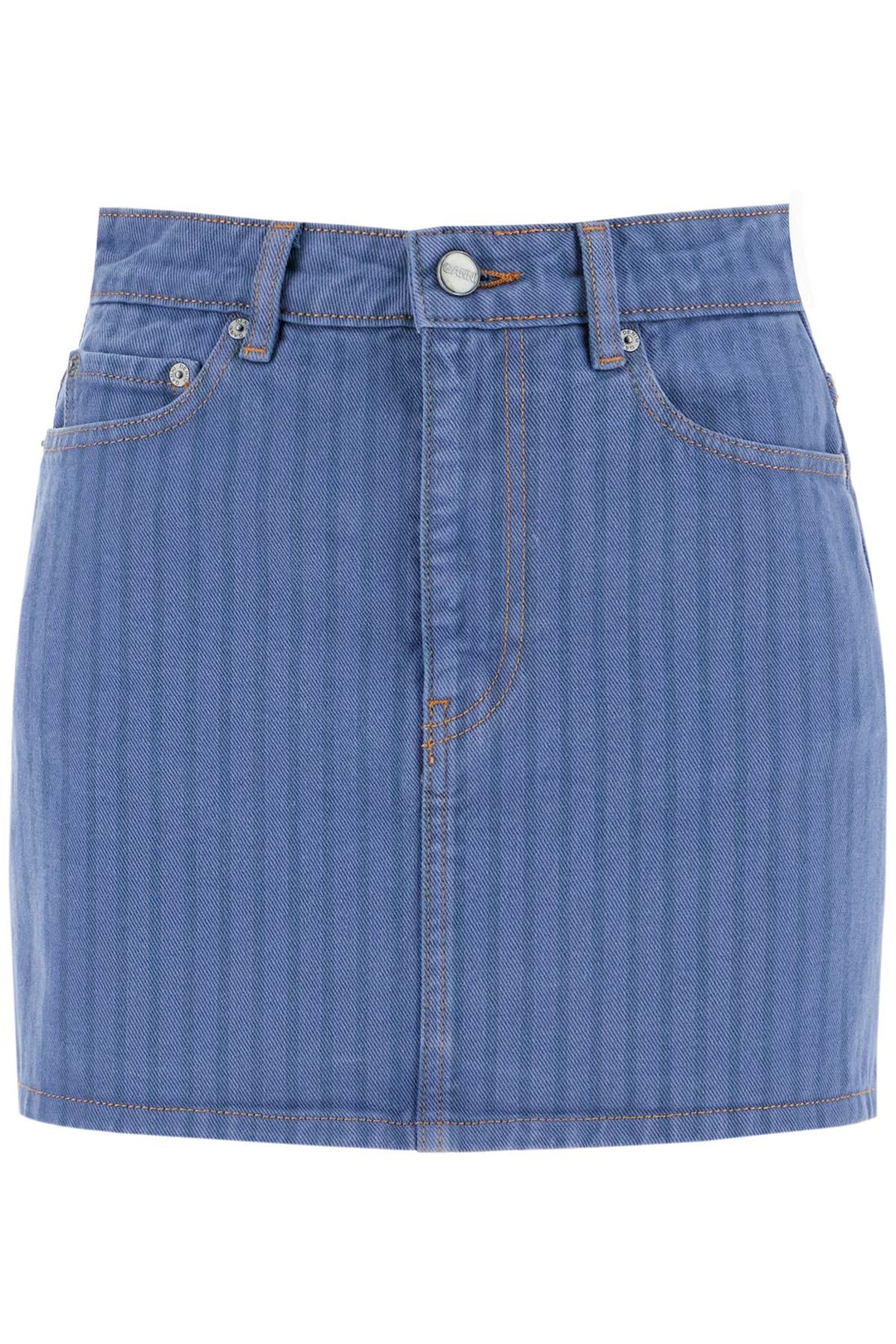 "striped overdyed denim mini-0