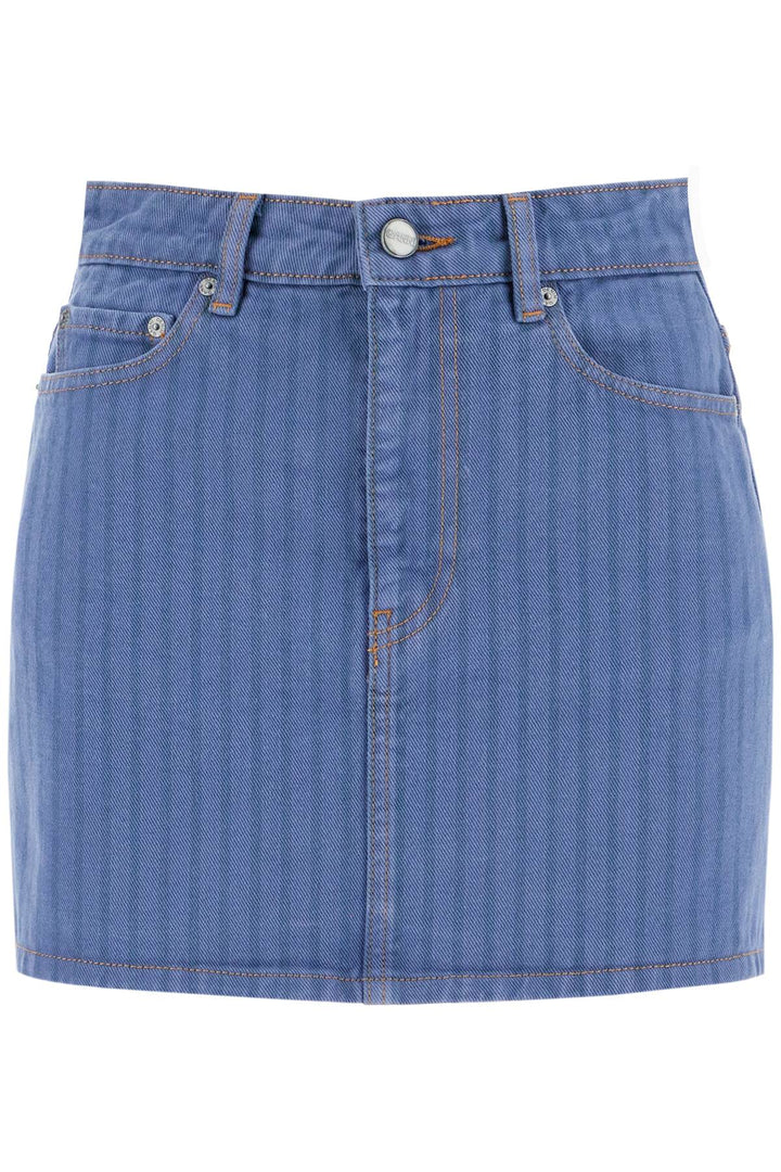 "striped overdyed denim mini-0