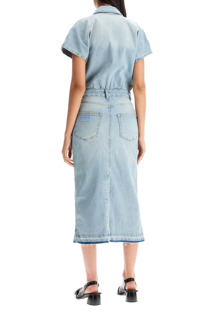 stretch denim midi dress in 8-2