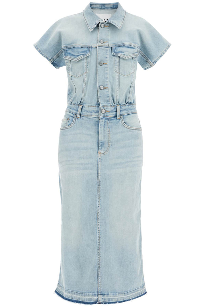 stretch denim midi dress in 8-0