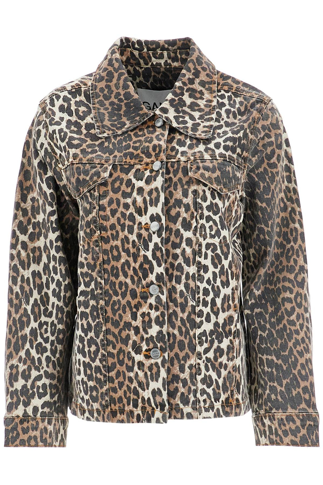 "leopard print denim jacket"-0