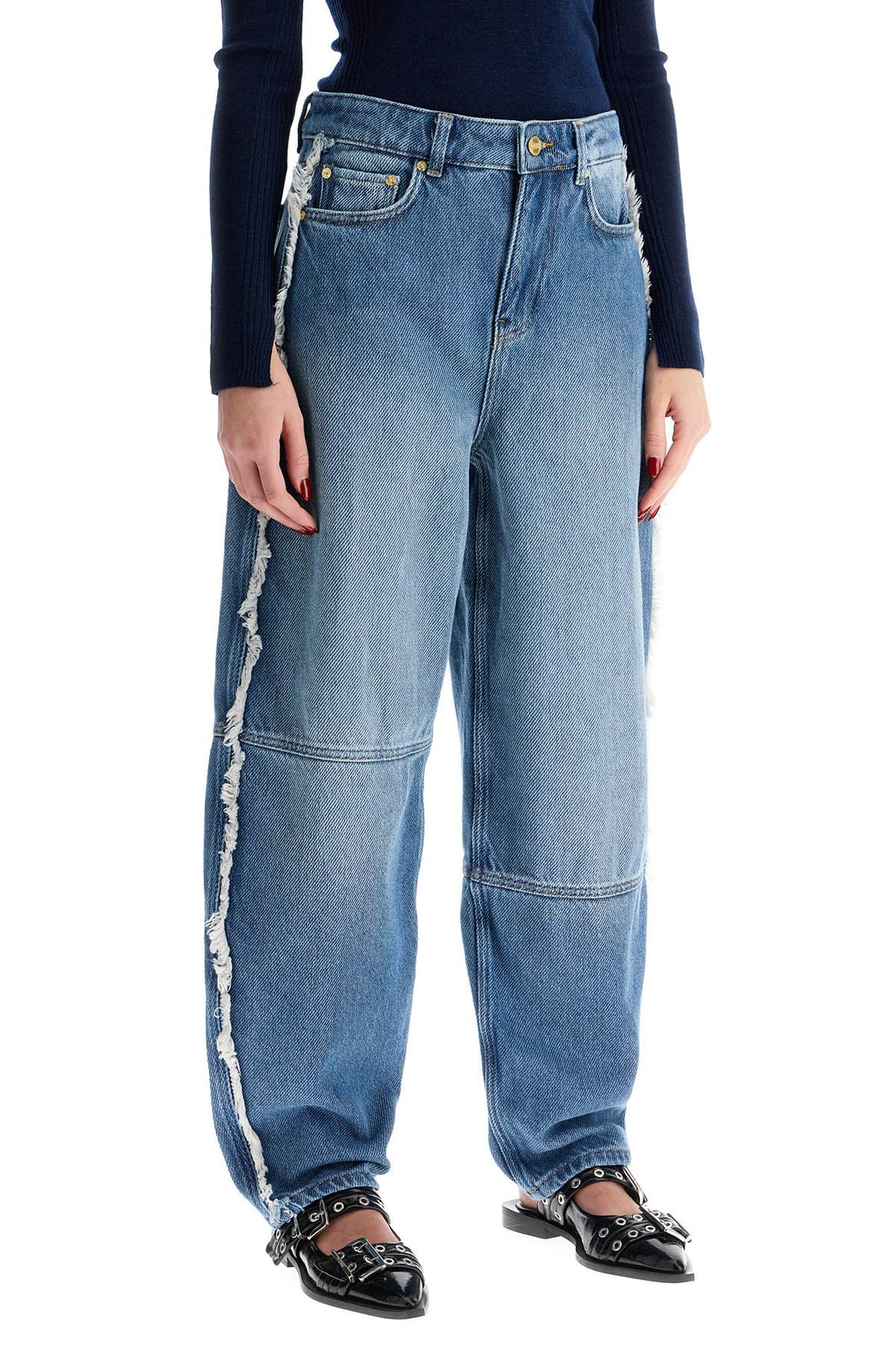 distressed barrel jeans with-1