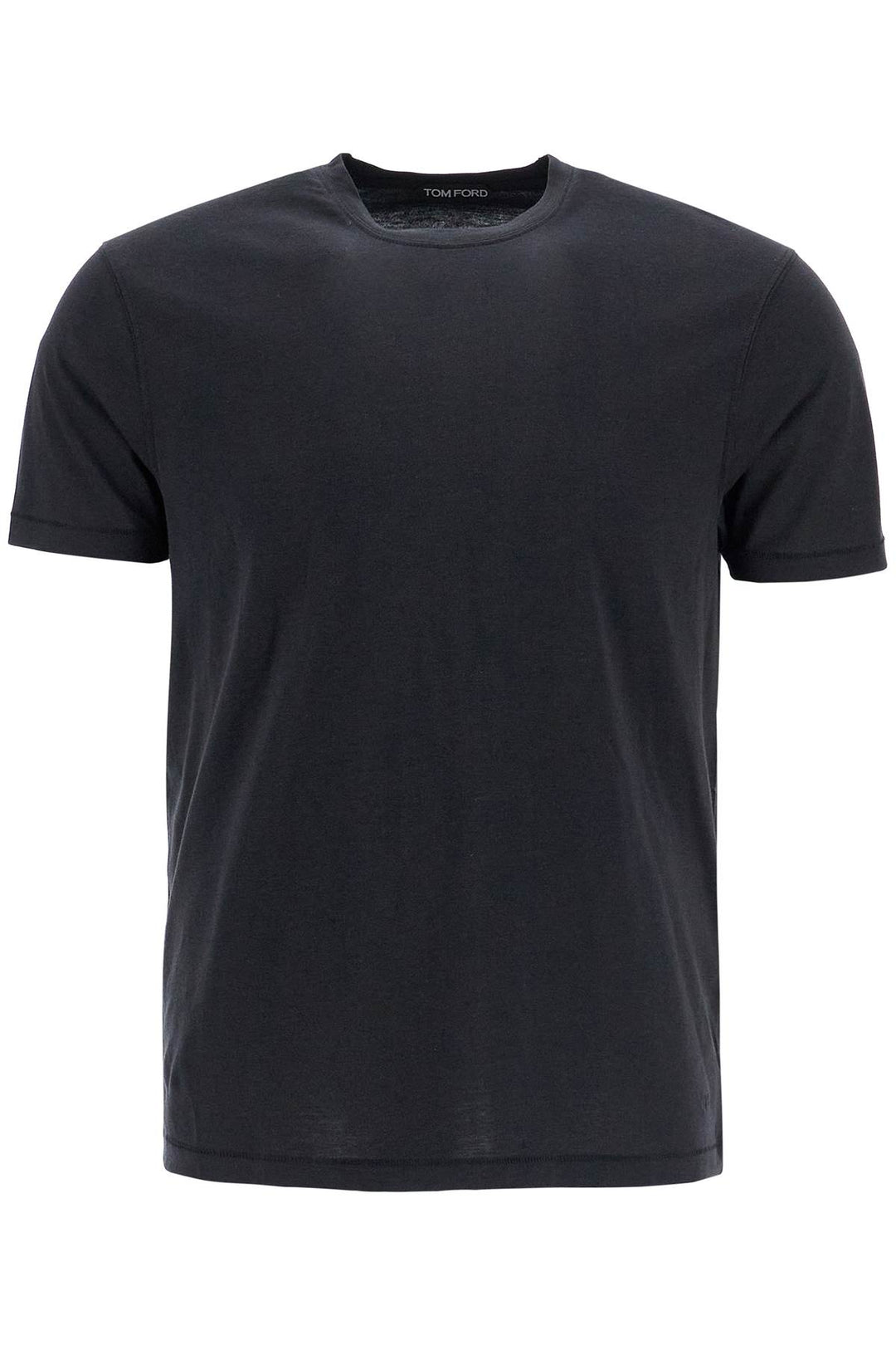 t-shirt in lyocell e cotone nero girocollo-0