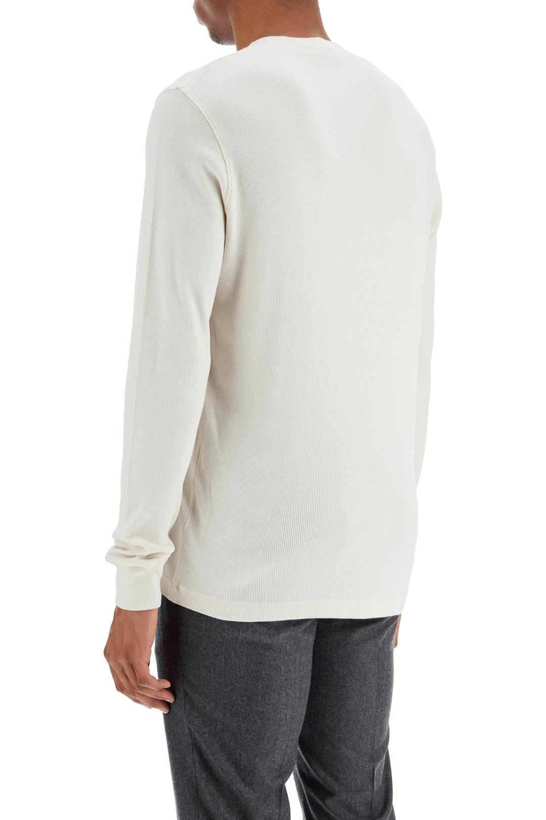 henley t-shirt ivory in cotton and microfiber ribbed-2