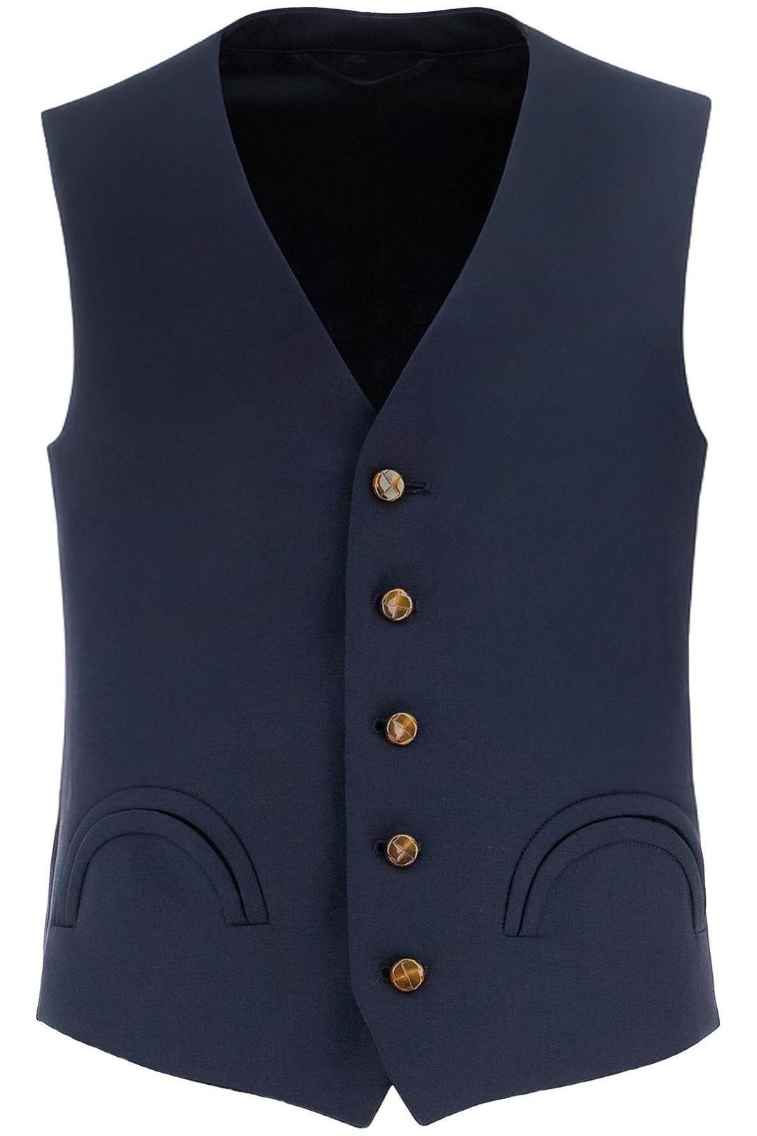 women's blue wool vest with v-neck-0