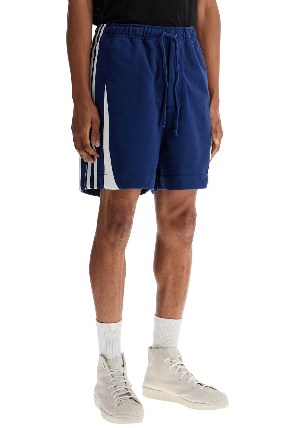 blue cotton shorts with side stripes-1