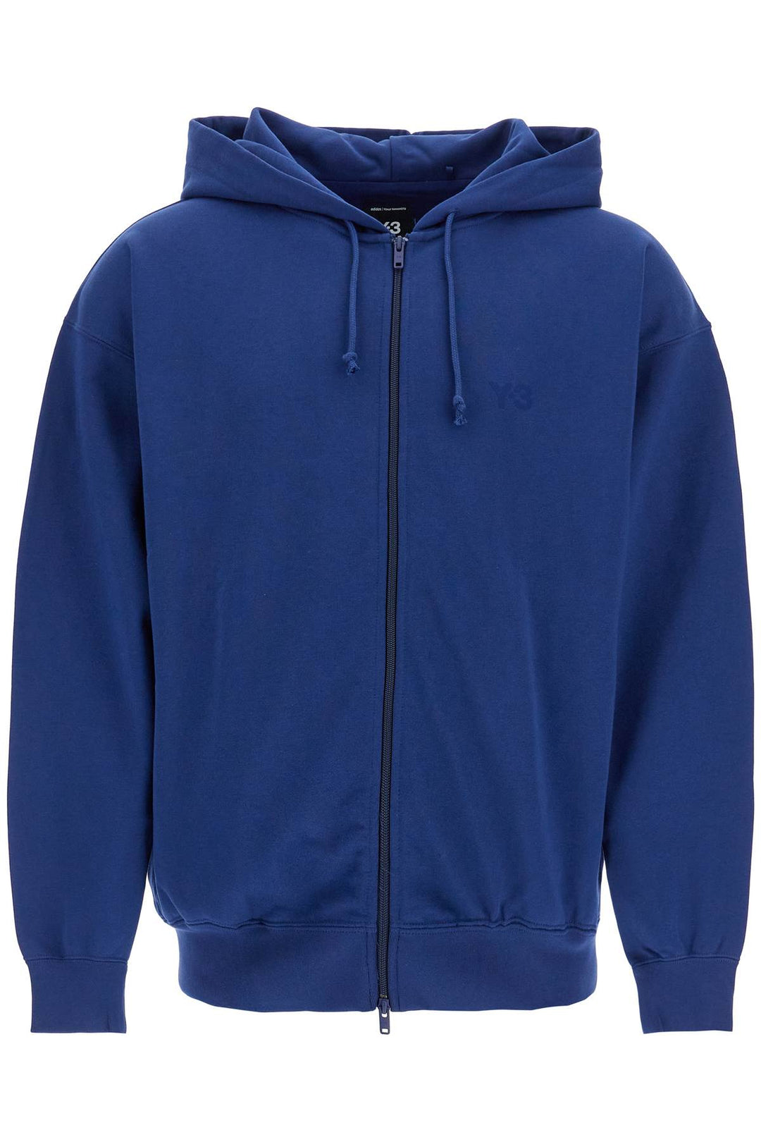 men's blue zip hoodie in cotton with recycled polyester-0