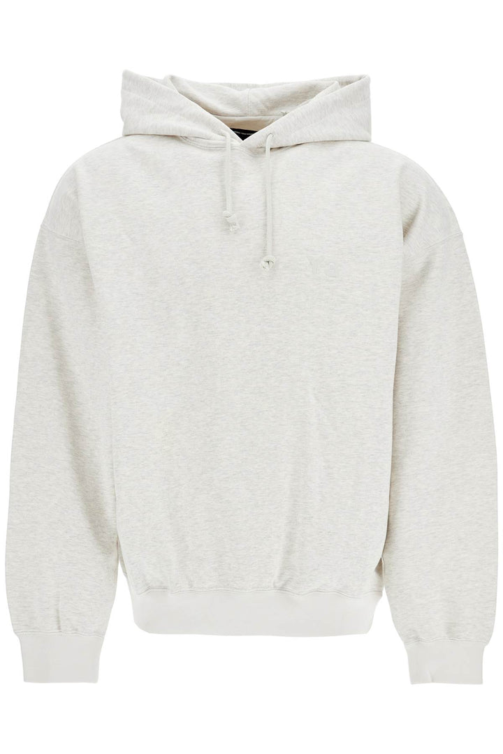 light grey cotton and recycled polyester hoodie for men-0