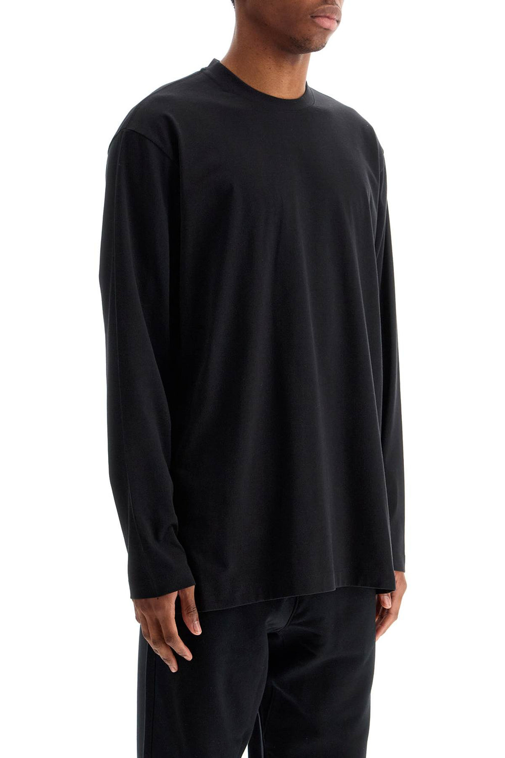 long sleeve black cotton t-shirt with men's graphic-1