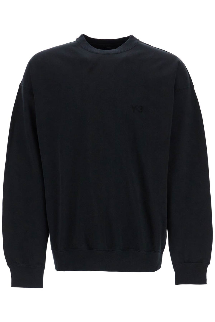 black cotton crewneck sweatshirt with tone-on-tone logo-0