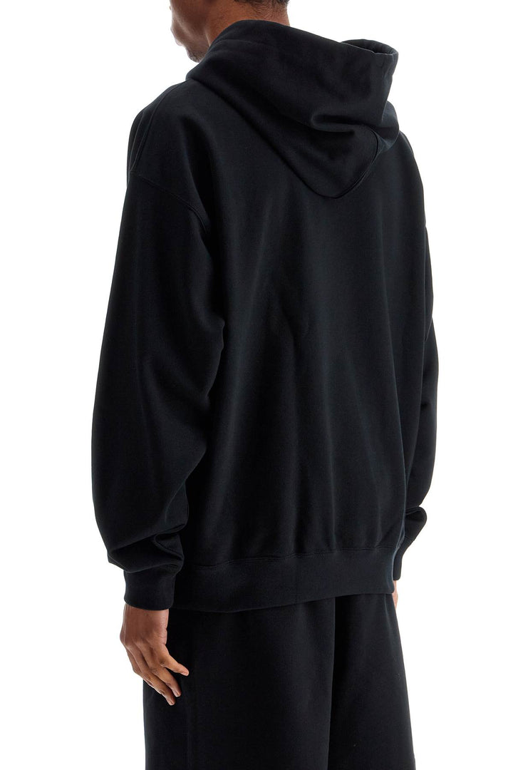 men's black hoodie in recycled cotton and polyester-2