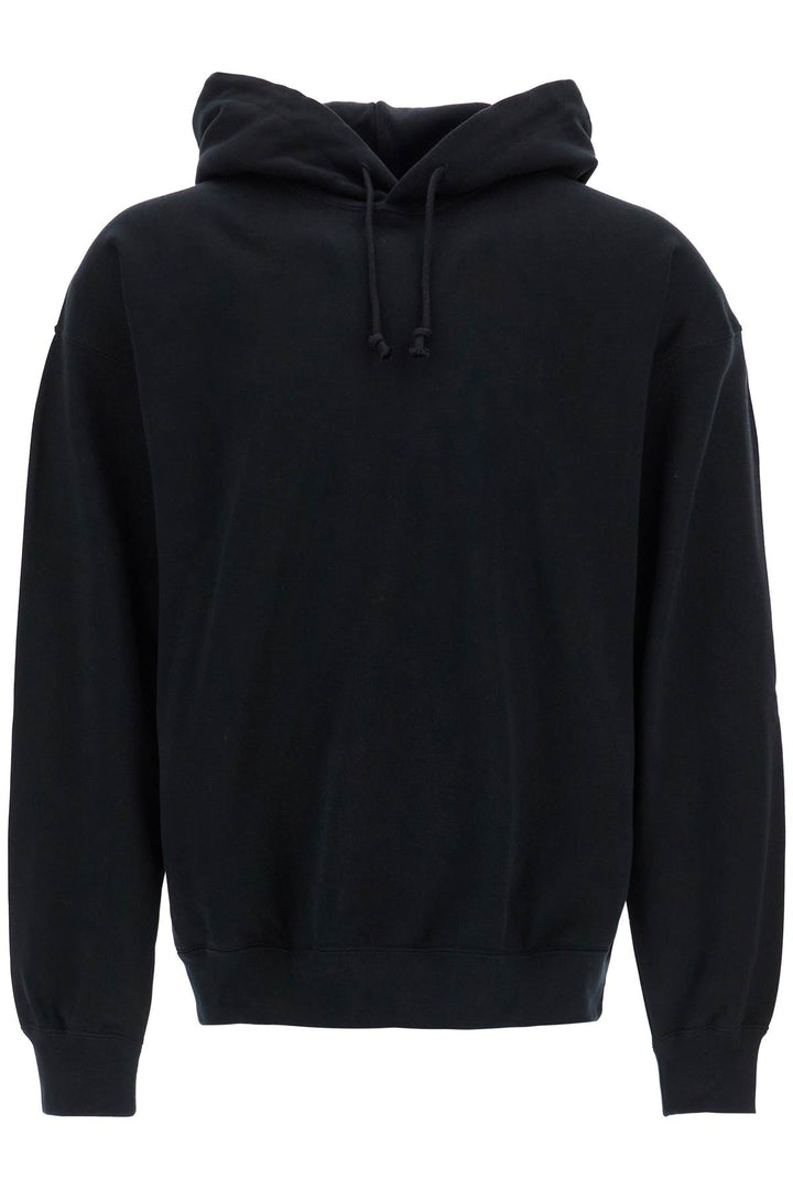 men's black hoodie in recycled cotton and polyester-0