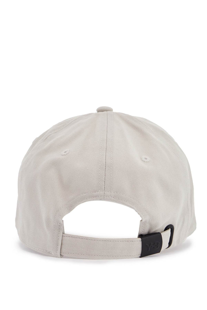 gray cotton cap with large logo and curved brim-1