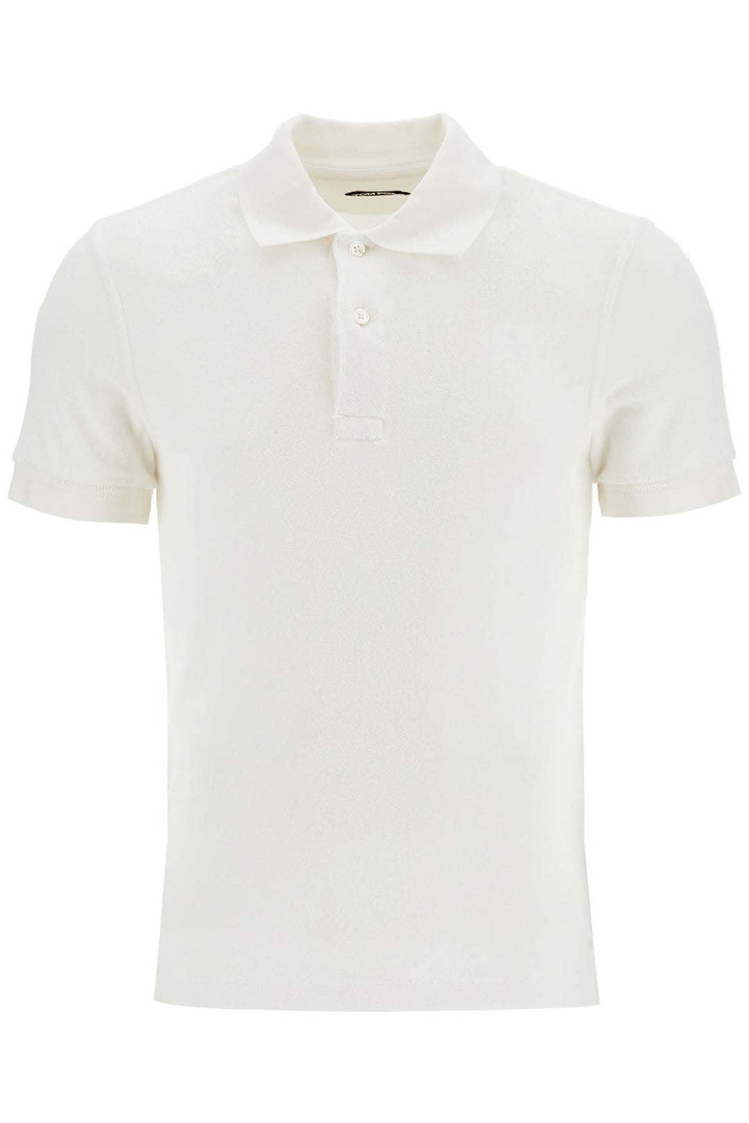 white cotton polo with classic collar-0