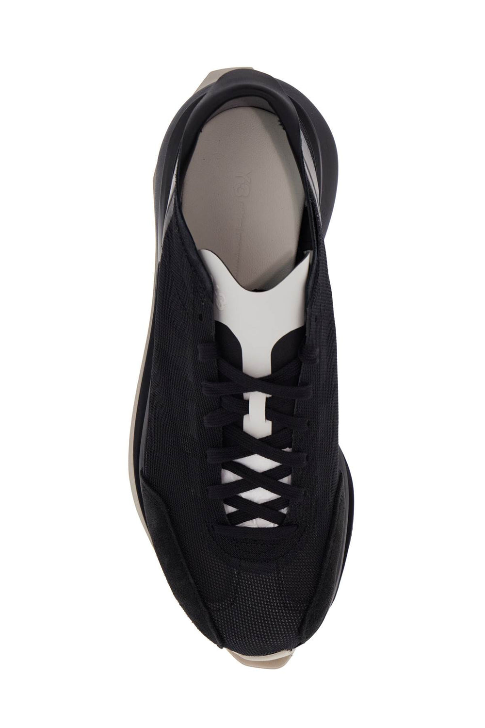 s-gendo run black fabric and leather running sneakers-1