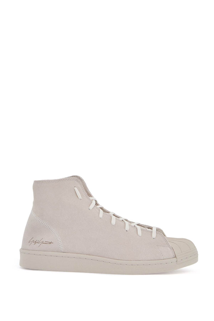 high-top pro model sneakers in light gray suede with velcro closure-0