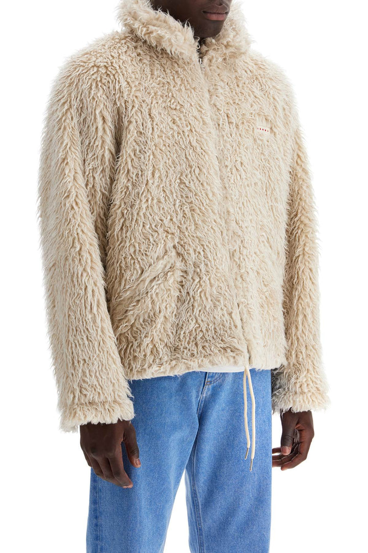 faux fur jacket with removable hood.-1