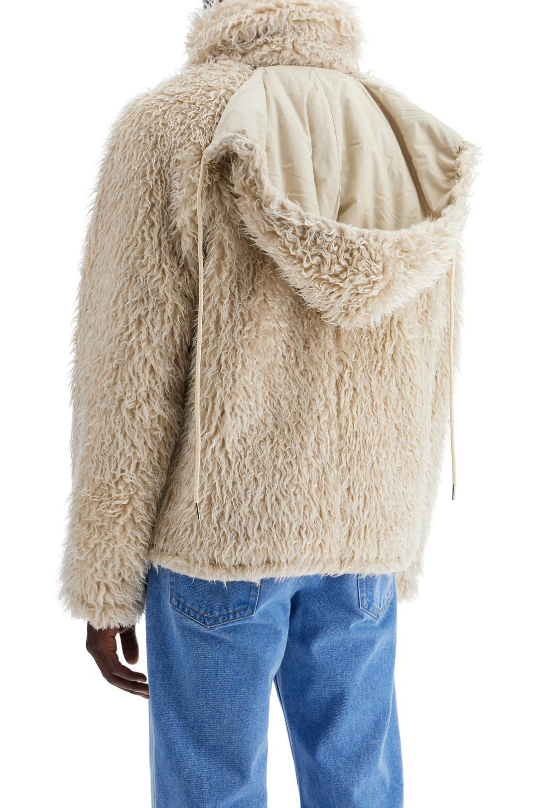 faux fur jacket with removable hood.-2