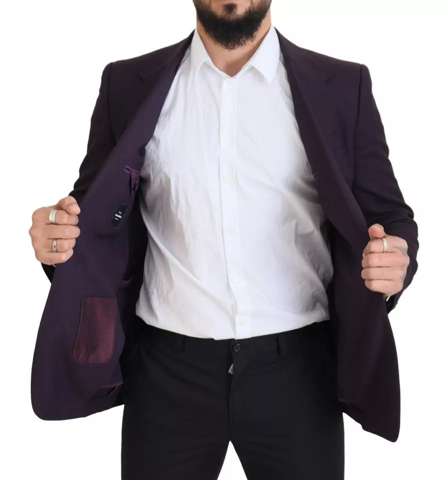 Purple Logo Single Breasted Wool Blazer