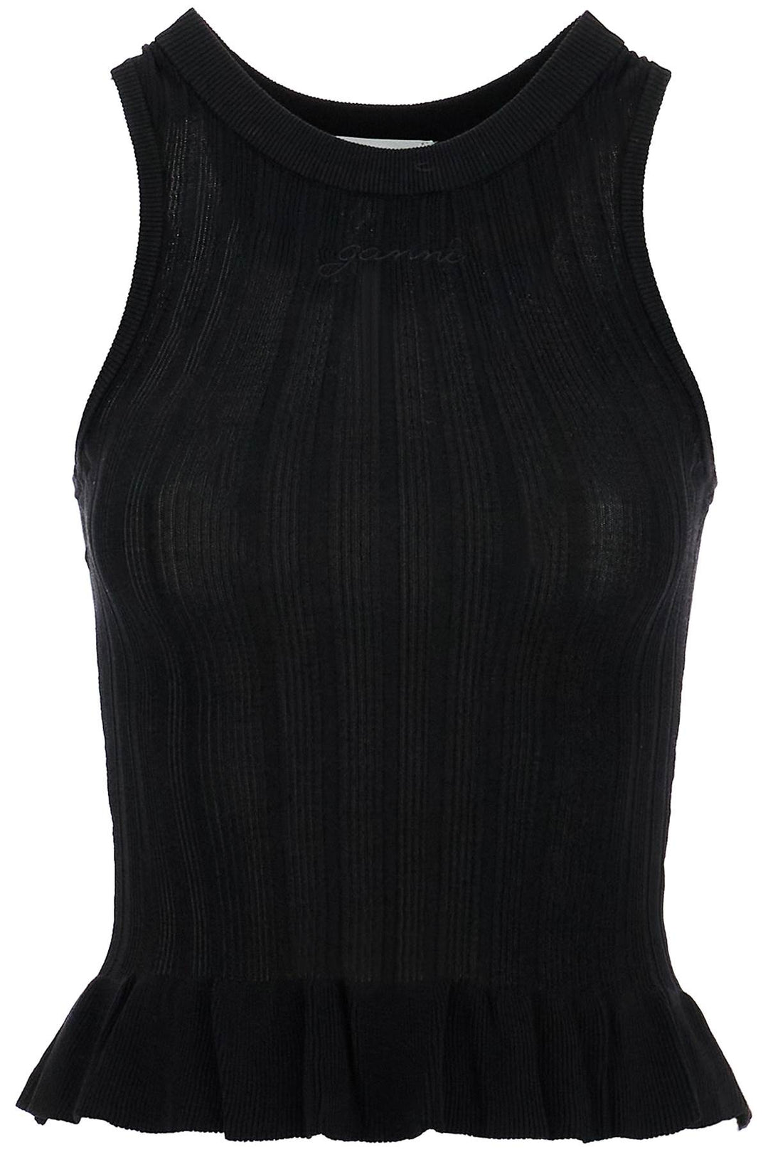 ribbed knit tank top with spaghetti straps-0