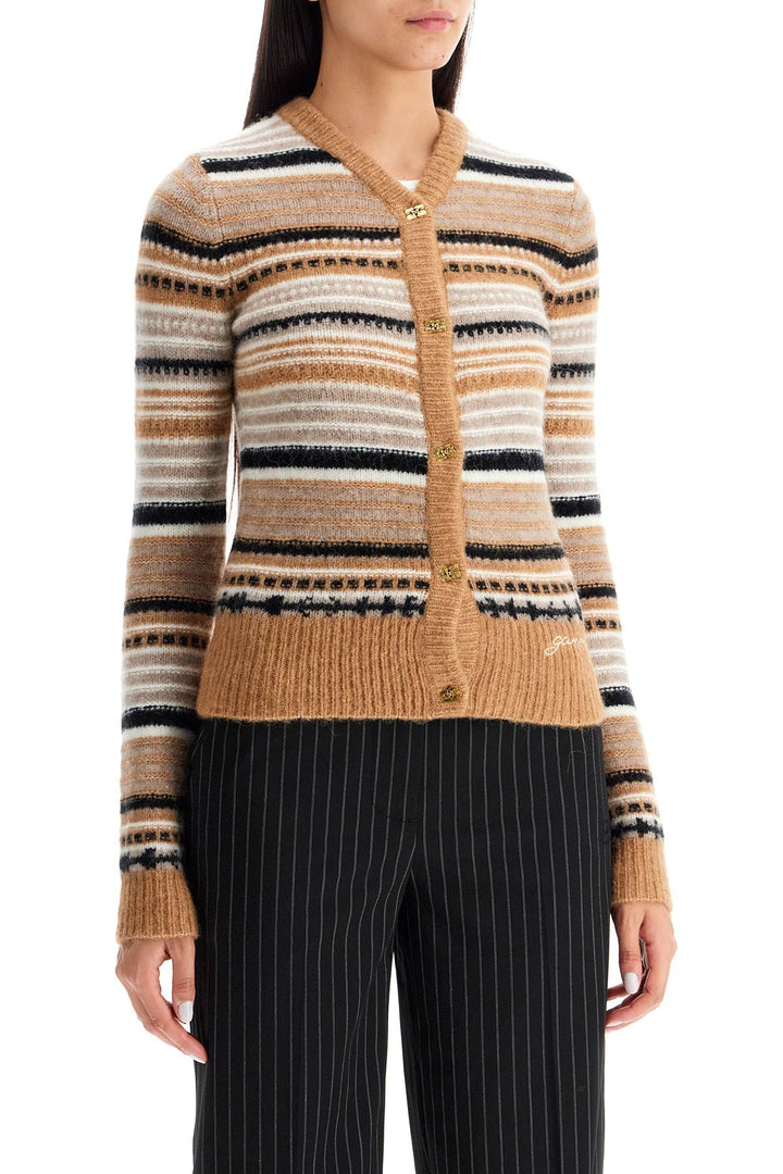 soft striped cardigan with fluffy-1