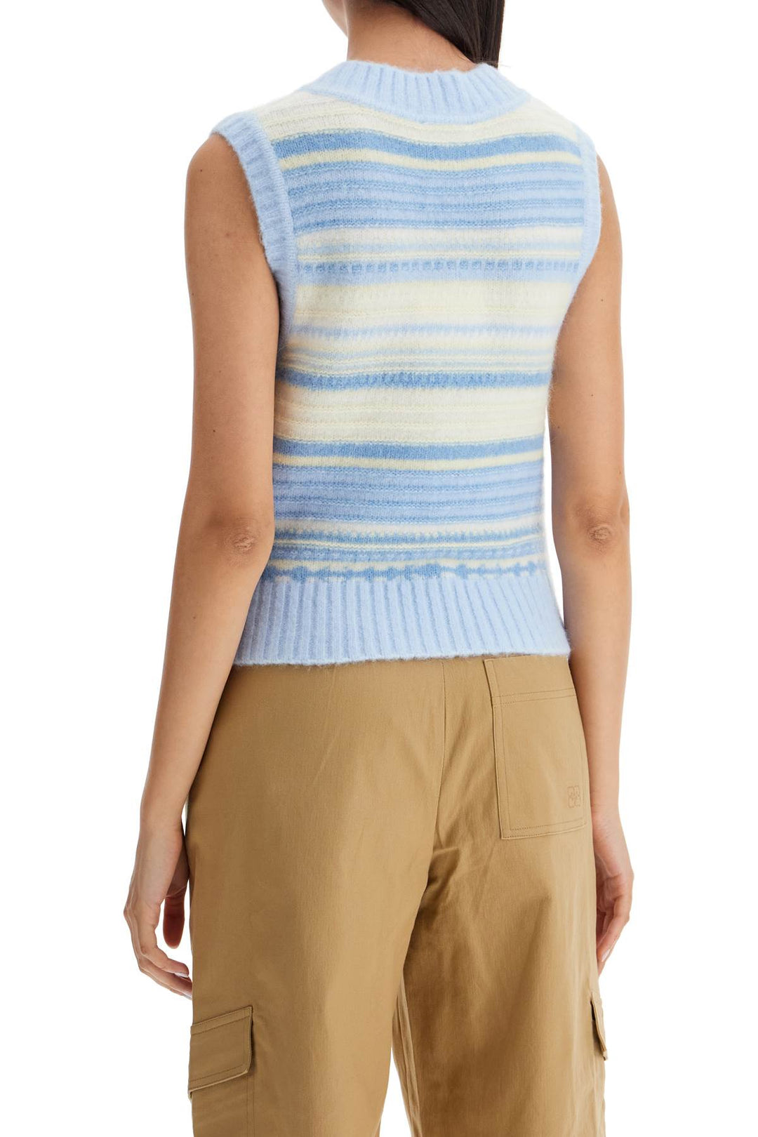 "soft striped knit vest with a comfortable-2