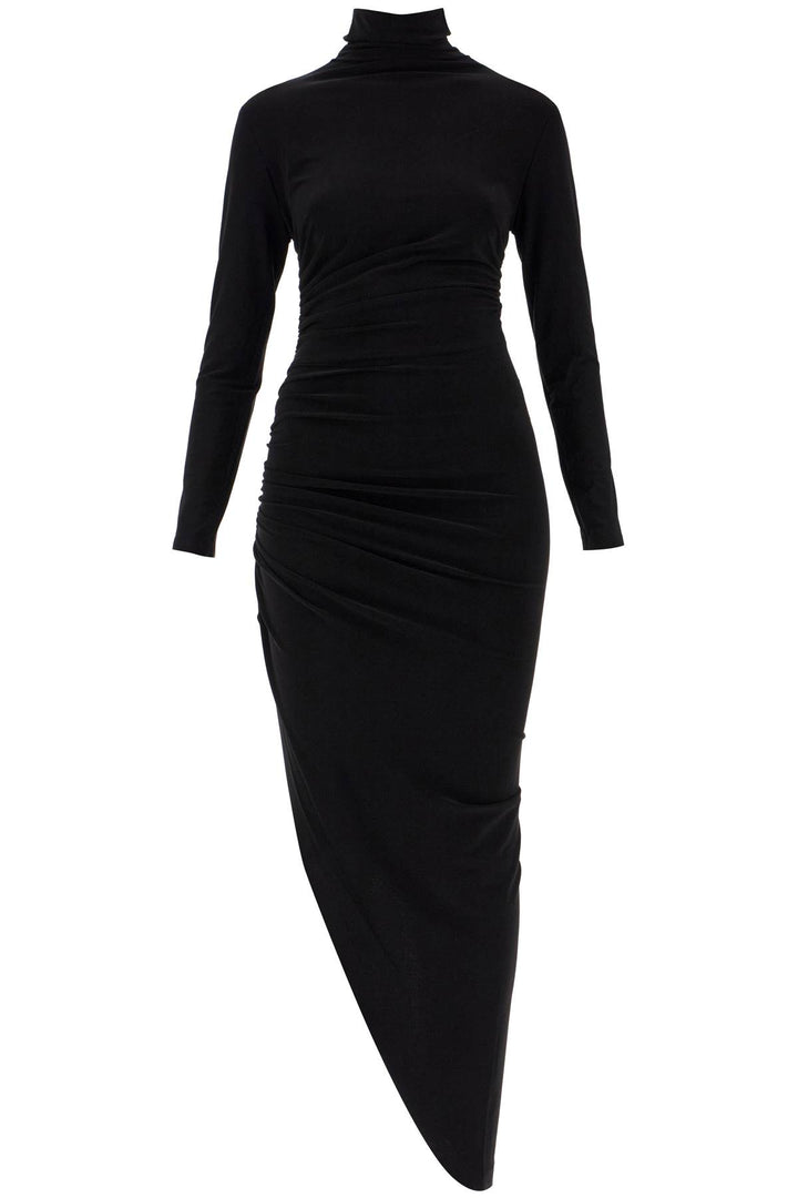 asymmetric high-neck dress-0