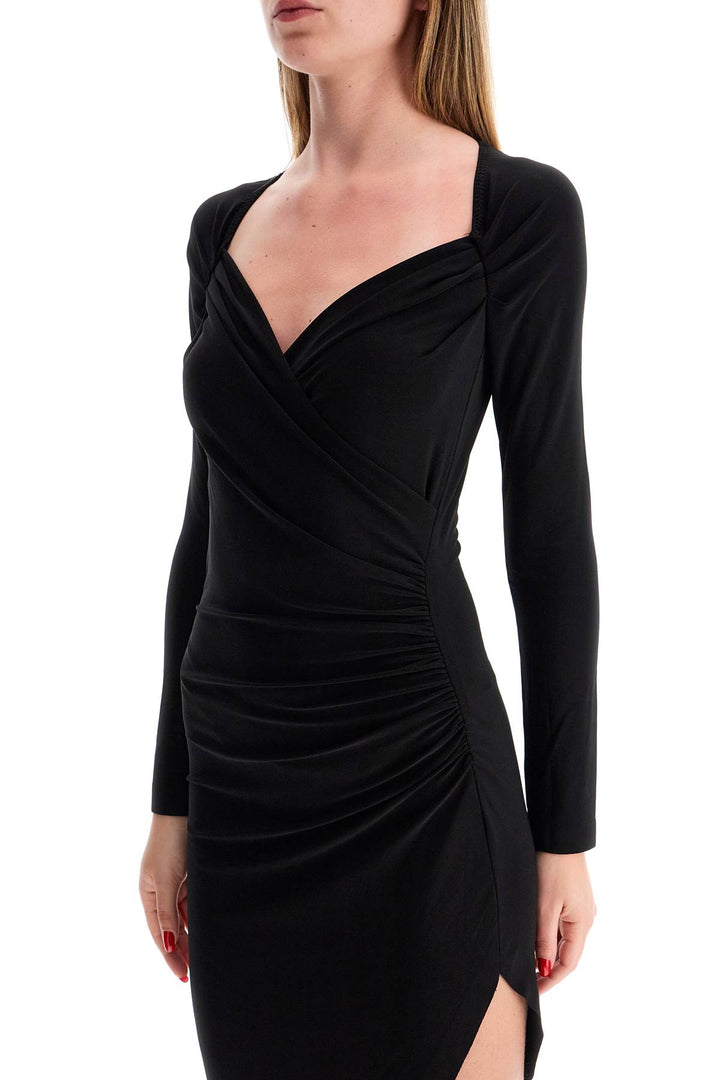 asymmetric draped jersey stretch dress in-3