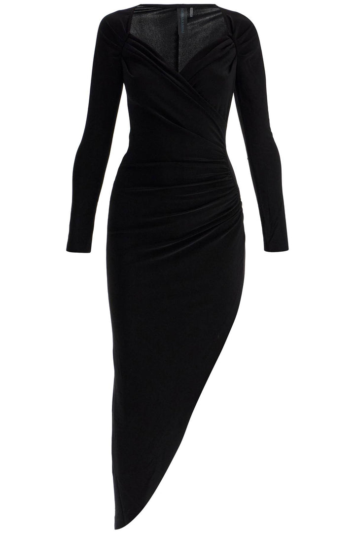 asymmetric draped jersey stretch dress in-0