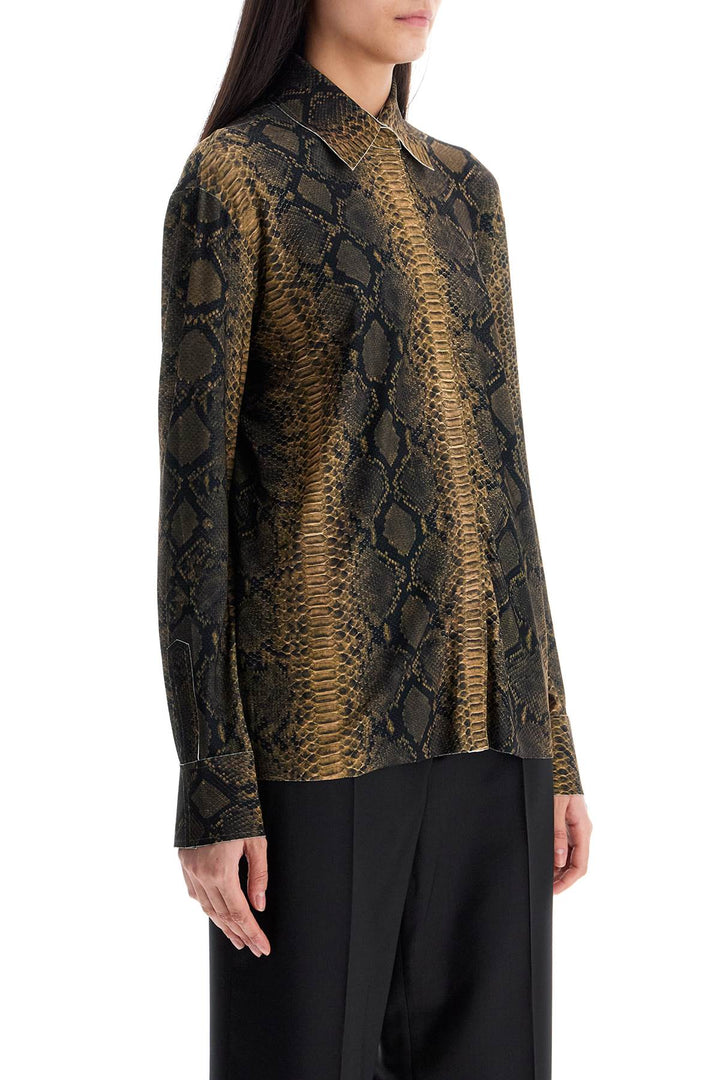 brown python print long sleeve shirt-1