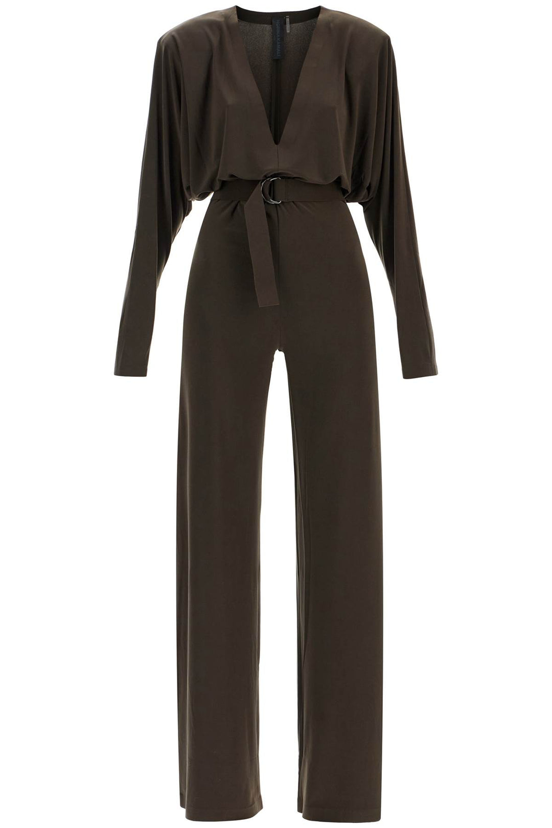 dark green long sleeve v-neck jumpsuit-0