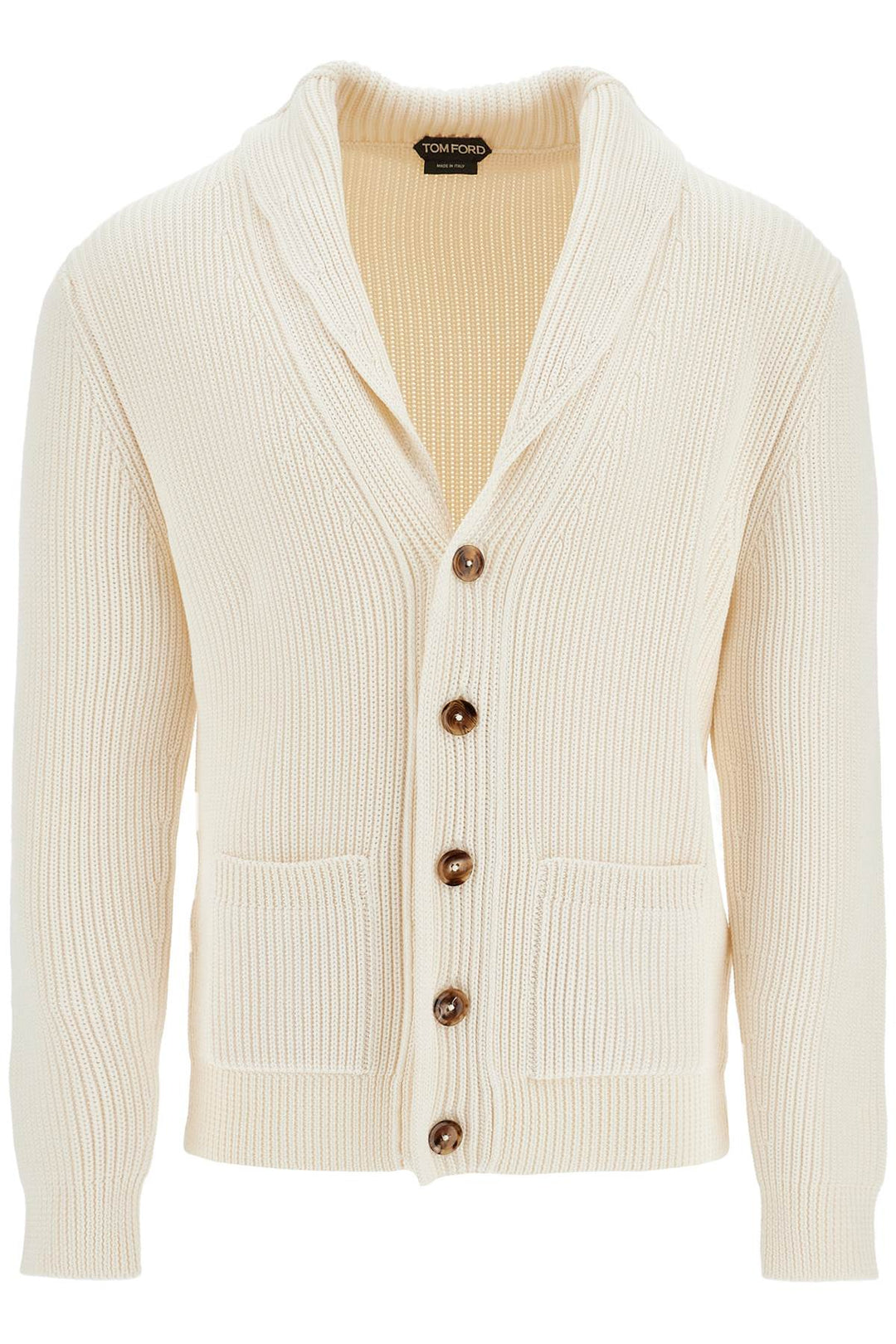 white silk and wool cardigan with shawl collar-0