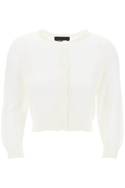 "cropped cardigan with pearl-0