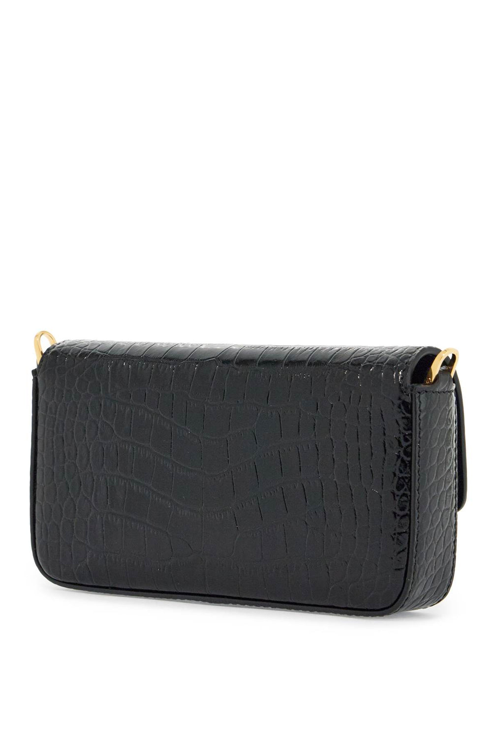 mini crossbody bag in black calf leather with crocodile effect-1