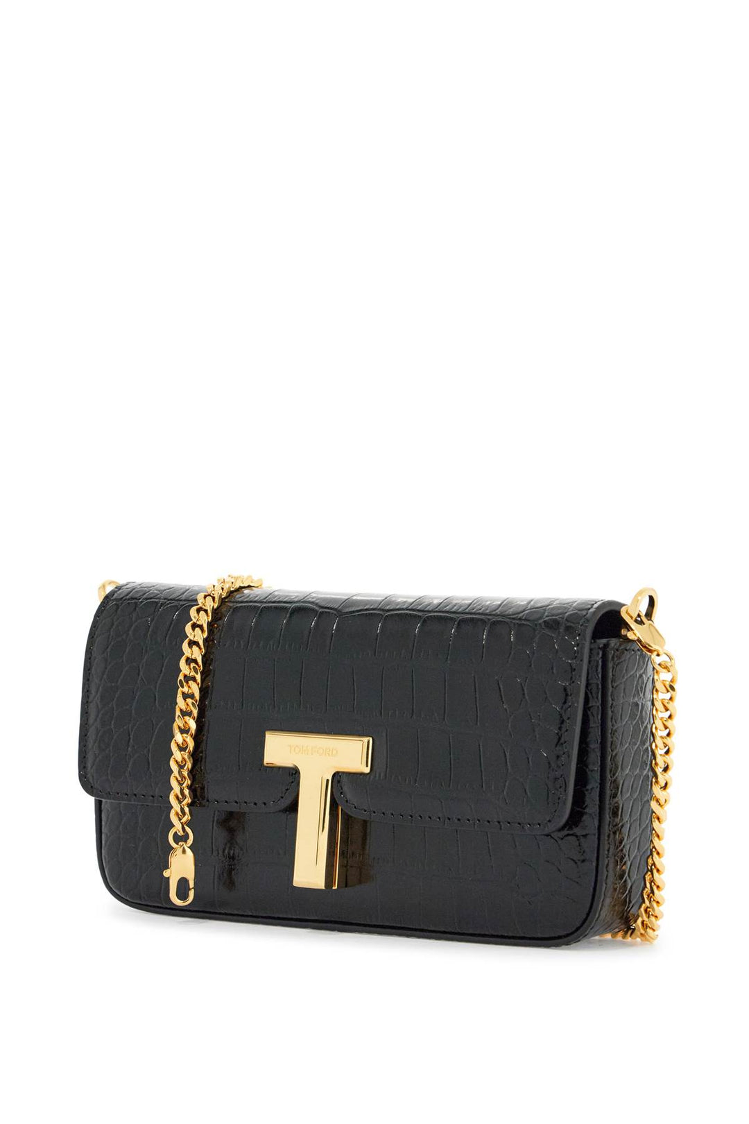 mini crossbody bag in black calf leather with crocodile effect-2