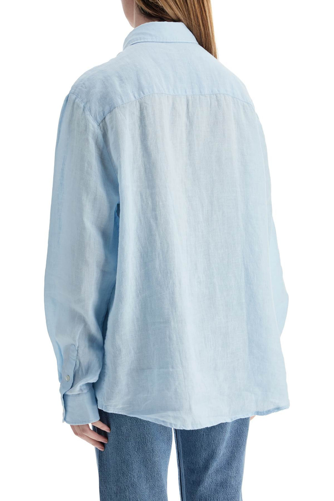 light blue linen shirt wide fit-3