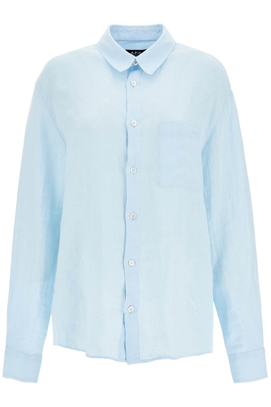 light blue linen shirt wide fit-0