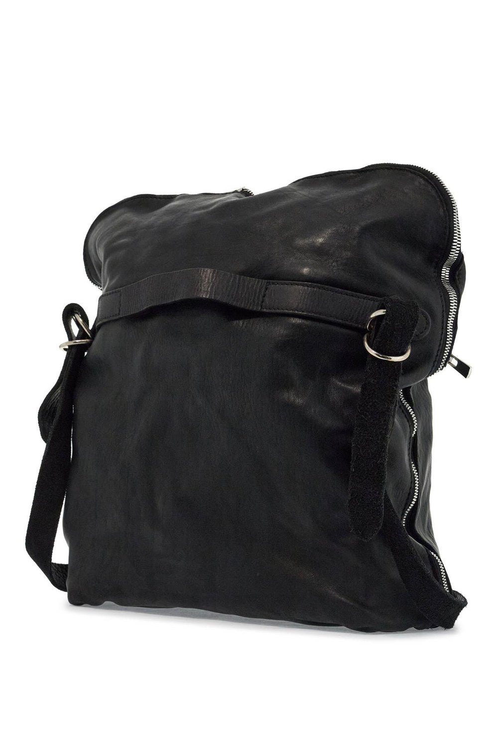 black horse leather crossbody bag with adjustable strap-1