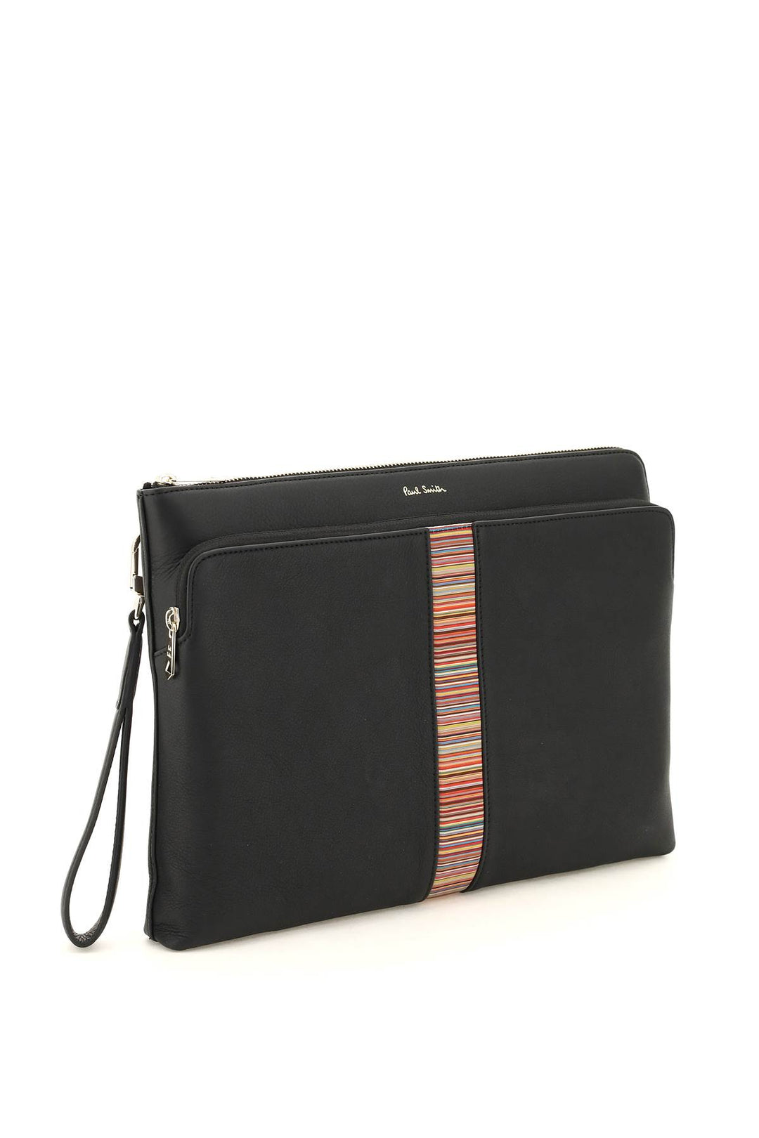 signture stripe leather pouch-2