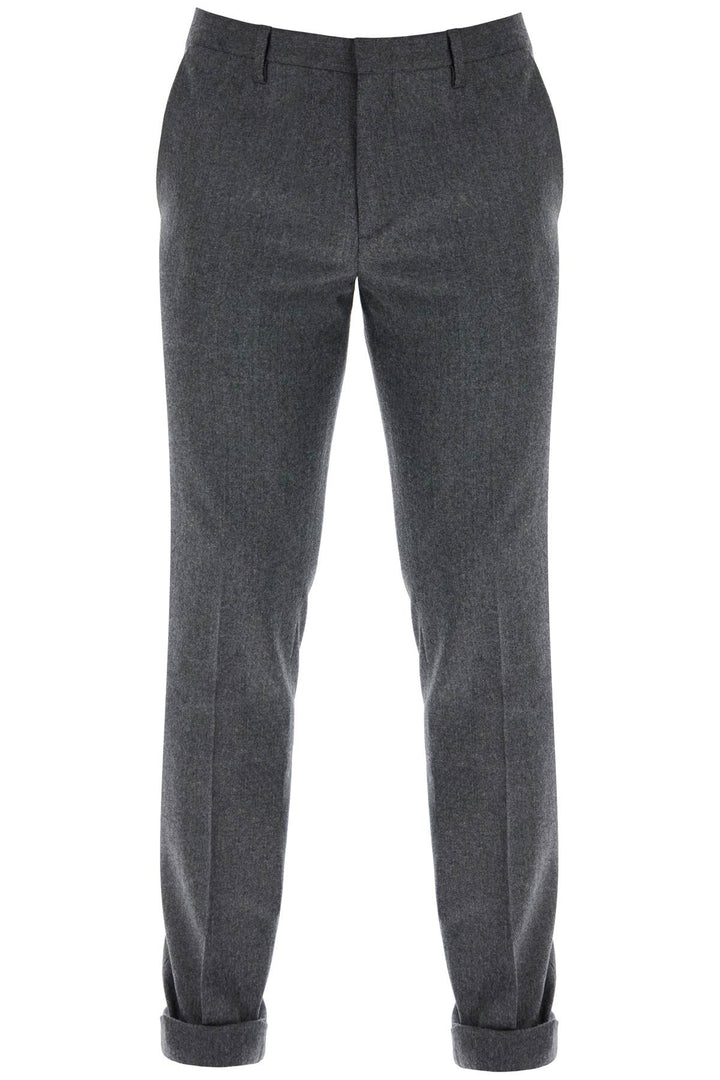 slim fit flannel trousers in eight-0