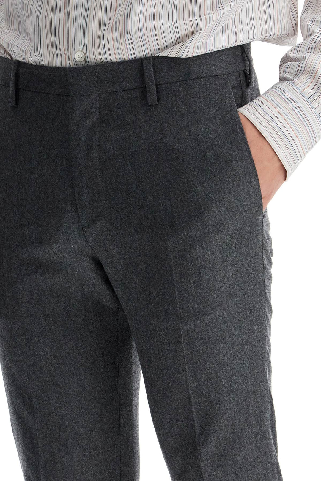 slim fit flannel trousers in eight-3