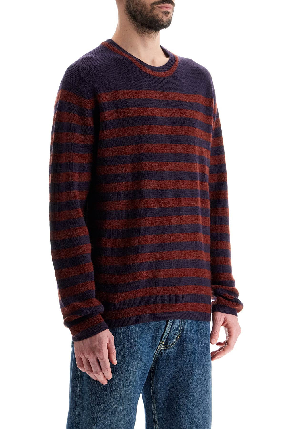 striped wool and mohair blend pullover-1