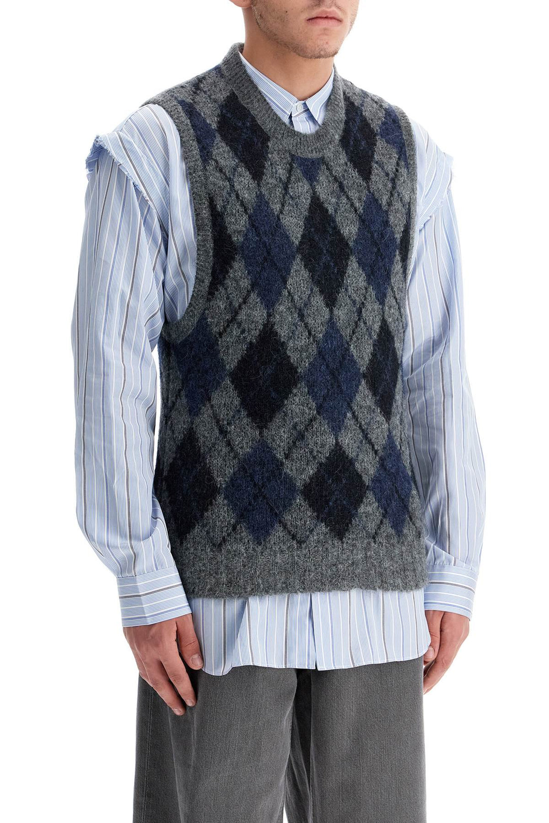 soft duke argyle formal knit vest-1