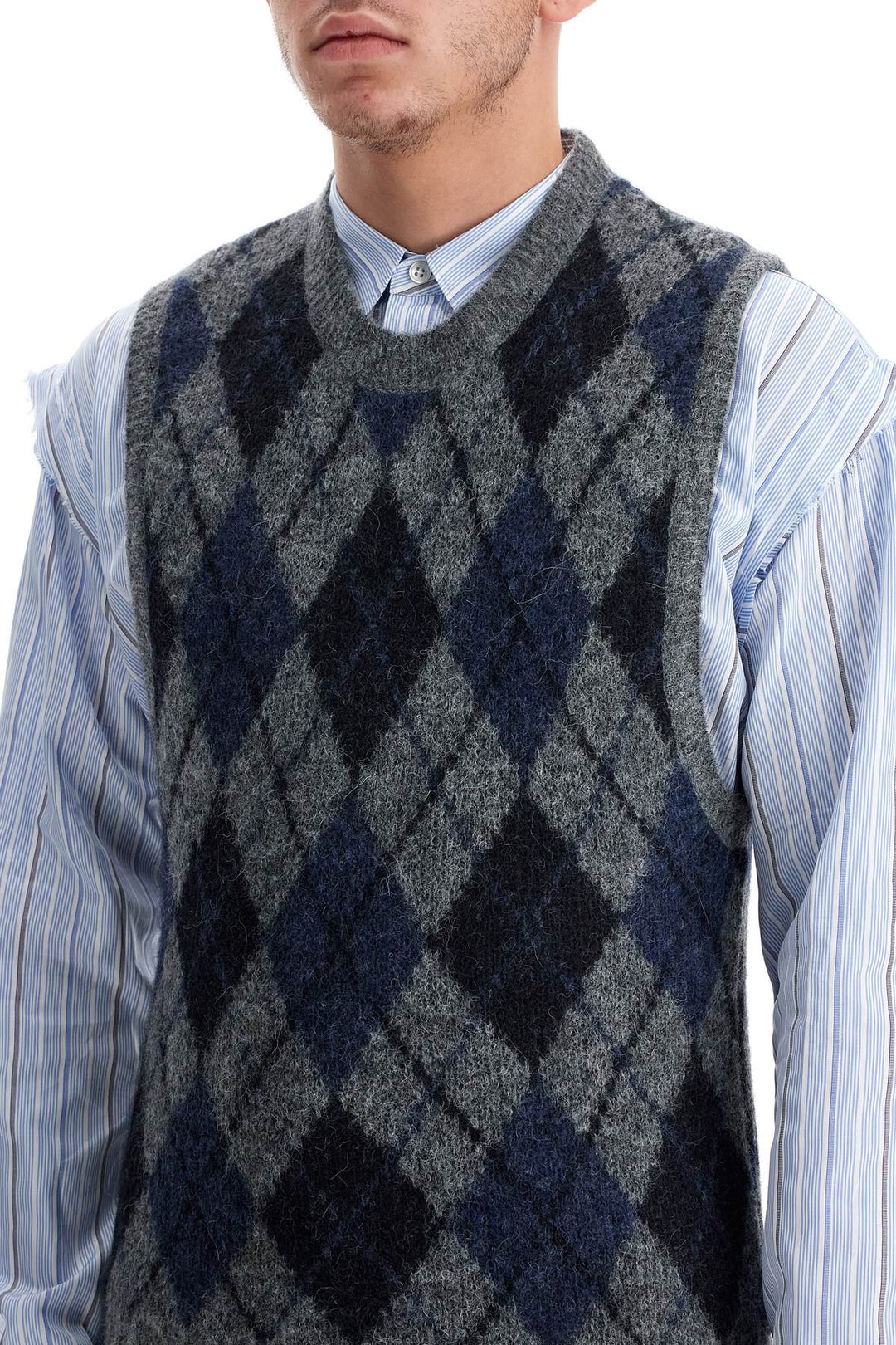 soft duke argyle formal knit vest-3