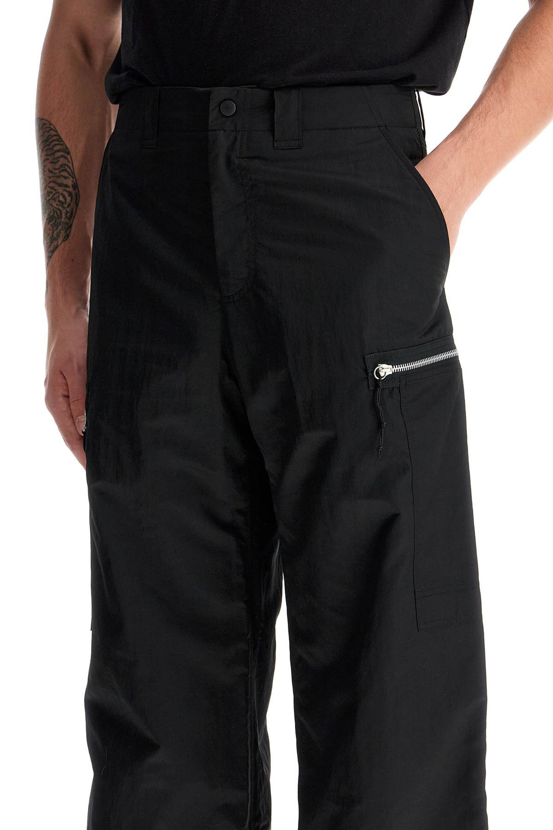 tactical cargo pants in technical satin fabric-3