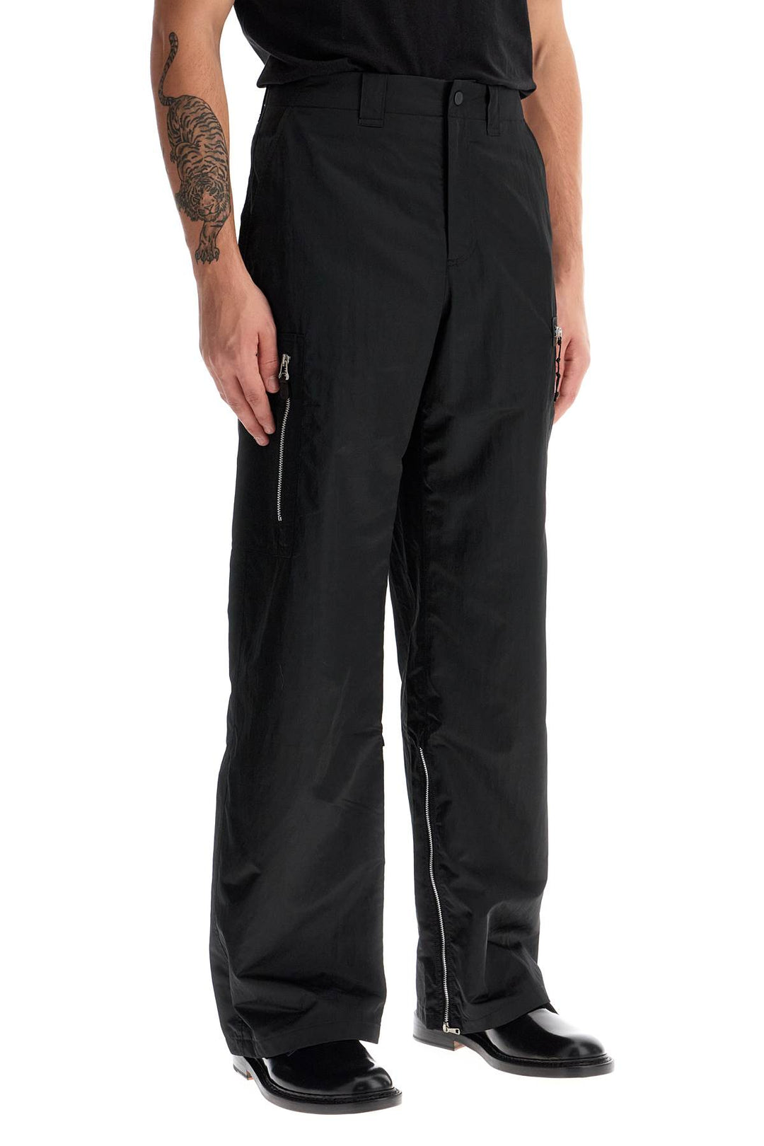 tactical cargo pants in technical satin fabric-1