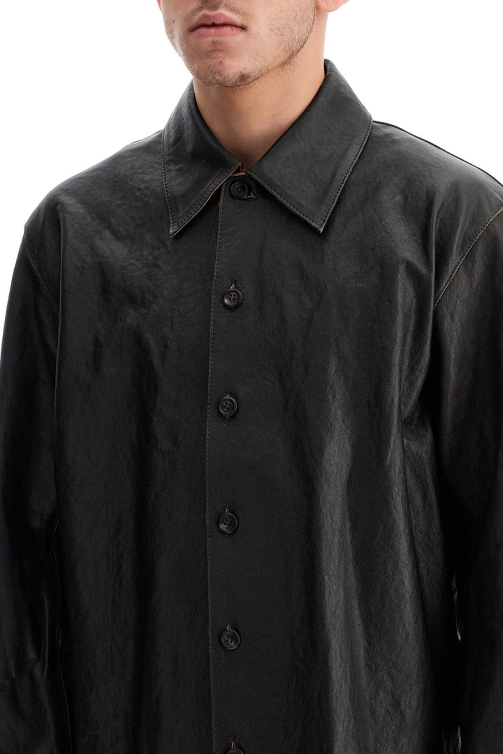 leather overshirt with front pockets-3