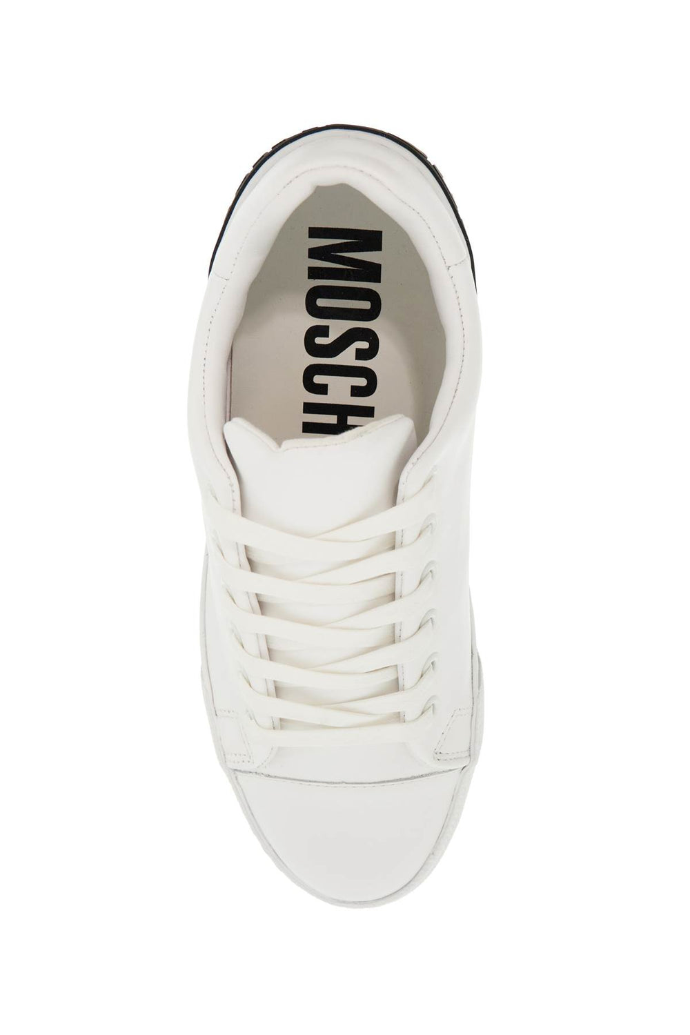 leather sneakers with rubber logo detail.-1